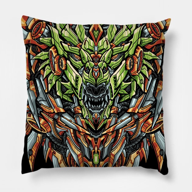 Great Wolf mecha illustration 1 Pillow by akmalzone