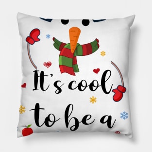 Cool To Be A Pre-k Teacher Snowman Christmas Gift Pillow