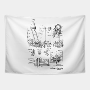 Automatic Bowling Mechanism Vintage Patent Hand Drawing Tapestry