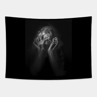 scary, screaming face Tapestry