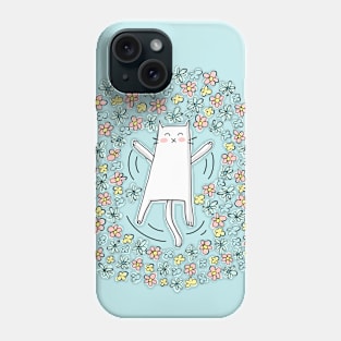 Cat Making Angel in Flowers Phone Case