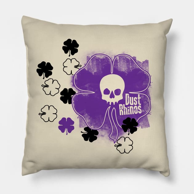 DR Skull and Shamrocks Purple Pillow by Dust Rhinos Swag Store