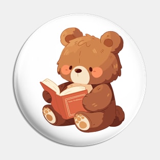 Cute Bookish Bear Pin