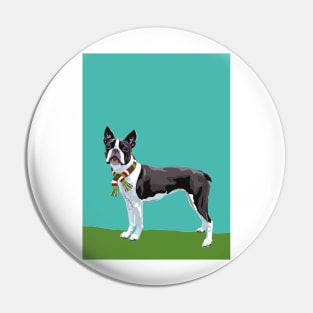 A Boston Terrier Winter Pin