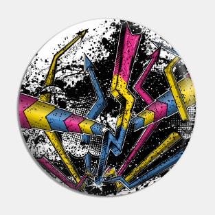 Grunge Graffiti Pansexual Lightning and Arrows Pin