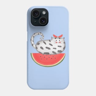 Cute little cat on watermelon Phone Case