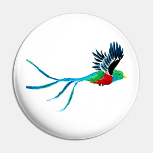 Flying Quetzal in Watercolor Pin