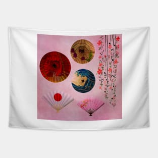 Japanese Parasols and Fans Tapestry