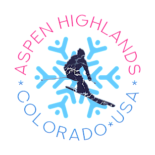 Aspen Highlands, Colorado - Man Skier, Blue Snowflake T-Shirt