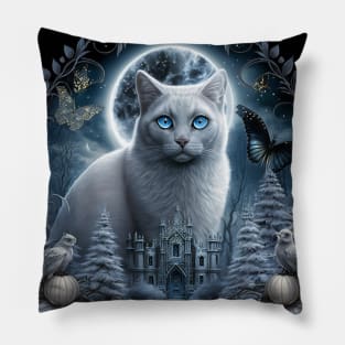 Fantasy White British Shorthair Pillow