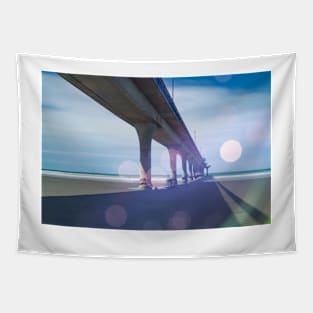 Abstract impressionism style image of historic long New Brighton Pier Tapestry