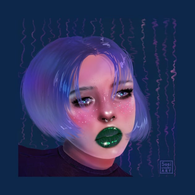 Green lipstick by SosiCreatesArt