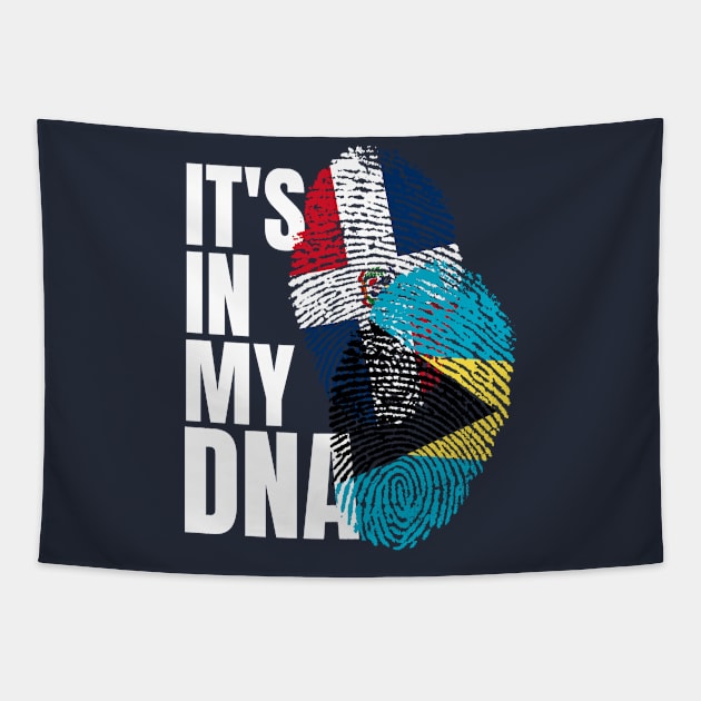 Dominican And Bahamian Mix DNA Flag Heritage Gift Tapestry by Just Rep It!!