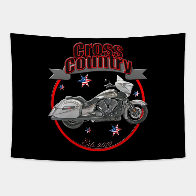 Cross Country U.S.A Star Motorcycle Tapestry by DroolingBullyKustoms