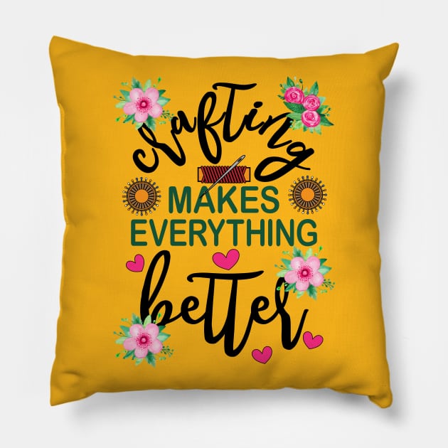 Crafting Makes Everything Better Sewing Floral Pillow by alcoshirts