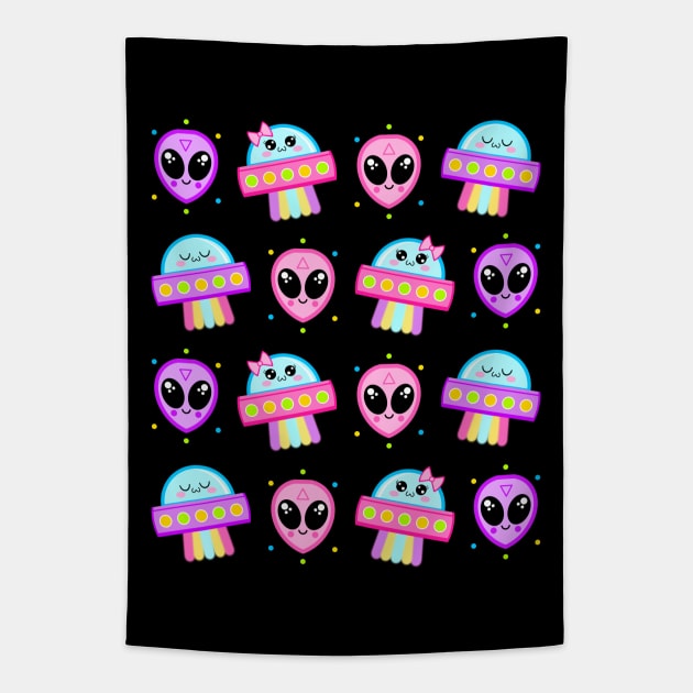 Candy UFO Invasion! Tapestry by KirstyFinnigan