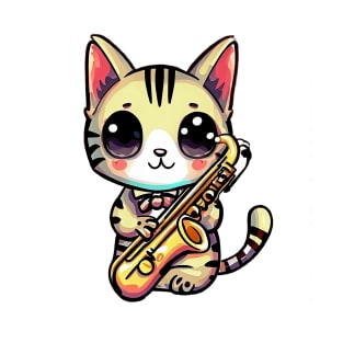 Jazzy Cat Saxophone Music T-Shirt