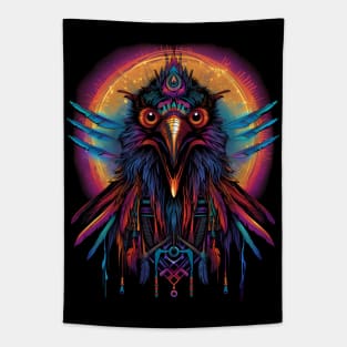 Psychedelic DMT Art Crow Portrait Tapestry