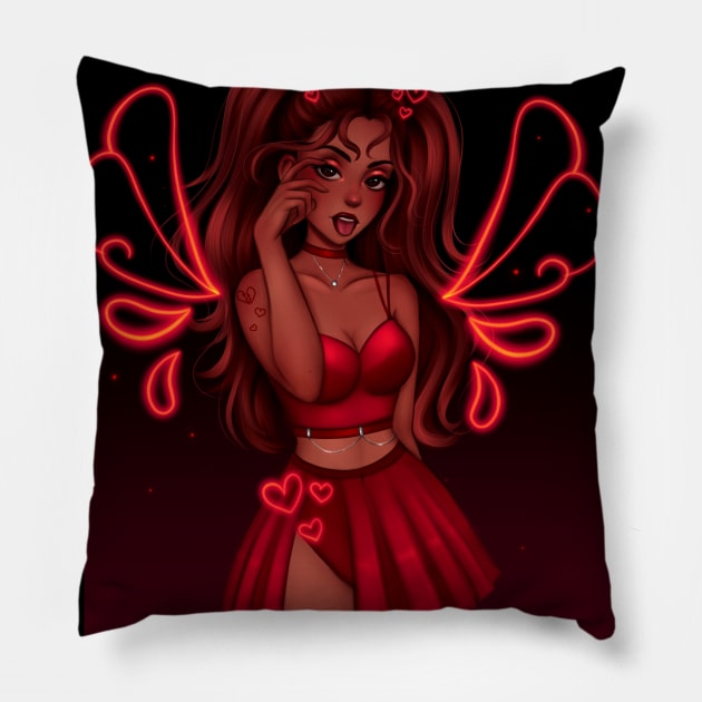 Girl in Red Pillow by Vivian Valentin Art