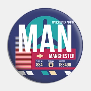 Manchester, England (MAN) Airport Code Baggage Tag E Pin