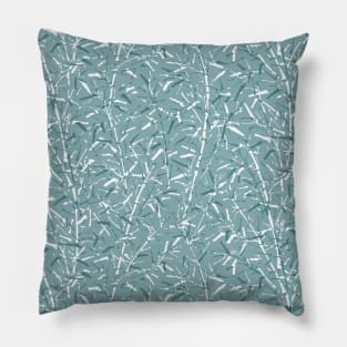 Bamboo Forest in Teal Blue Pillow