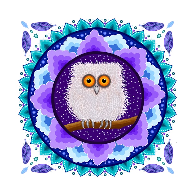 Fluffy Baby Owl Mandala by SoozieWray