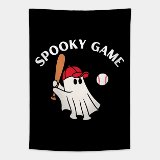 Spooky game, ghost playing baseball. Halloween Tapestry