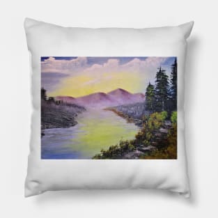 Mountain lake Landscape Pillow