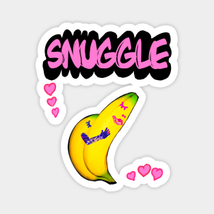 Valentine lovers couple comfy snuggle in pink text bananas in love Happy Valentine’s Day Magnet