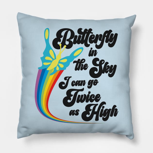 Butterfly in the Sky Pillow by darklordpug