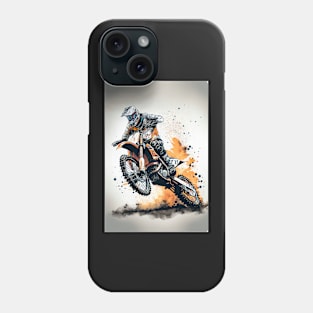 Dirt bike wheelie - splashed paint - white background Phone Case