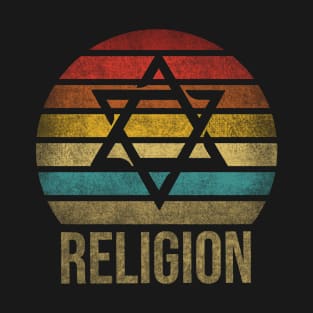 Jewish Star of David Religion Retro Sunset T-Shirt