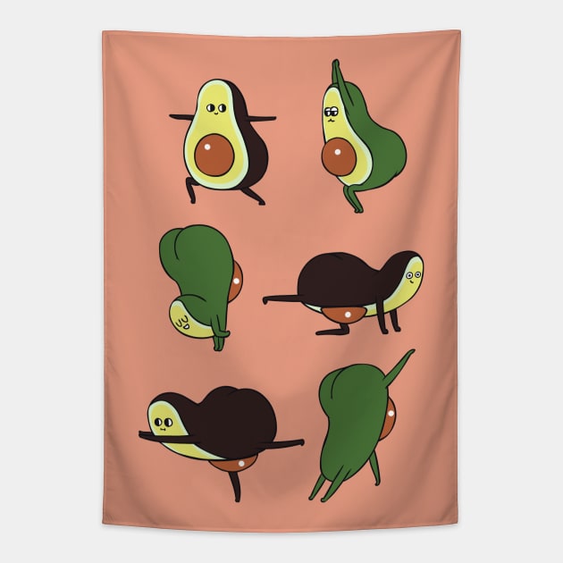 Avocado Yoga for Booty Tapestry by huebucket