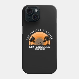 Los Angeles California Surfing Palm And Beach Paradise 80s Phone Case