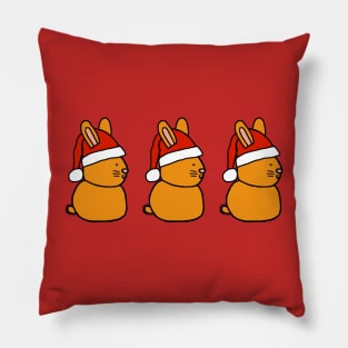 Trio of Christmas Santa Bunnies Pillow