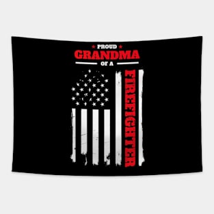 Proud Grandma of a Firefighter Distressed Flag Tapestry