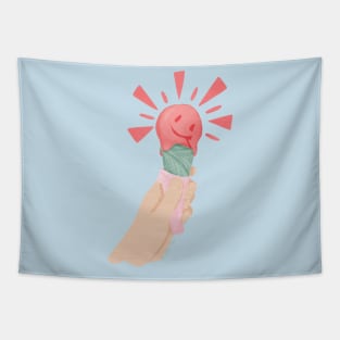 Melting Smiling Sunshine Ice Cream Cone Tapestry