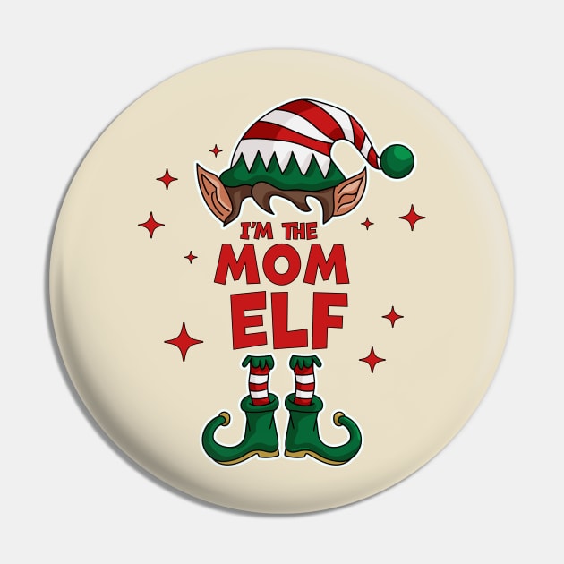 The Mom Elf - Funny Christmas Matching Family Group Xmas Pin by OrangeMonkeyArt