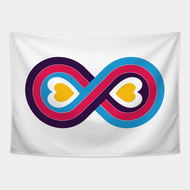Polyamory Infinity Love Symbol - Double Heart  - (New Pride Colors!) Tapestry by LaLunaWinters