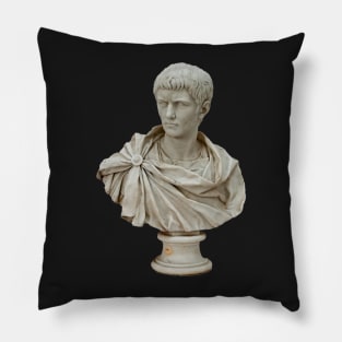 Caligula Marble Bust - Roman Soldier Sculpture 18th Century Pillow