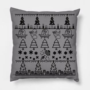 Alien Christmas Ugly Sweater Design Pillow