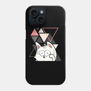 Crazy funny Cute little cat in triangles background adorable kitty Kittenlove Phone Case