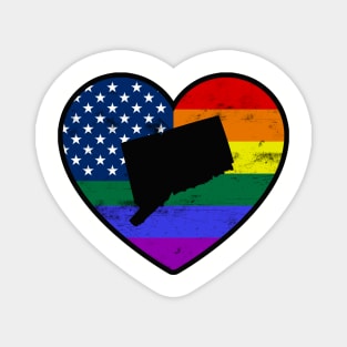 Connecticut United States Gay Pride Flag Heart Magnet