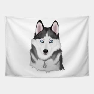 Cute Husky Drawing Tapestry