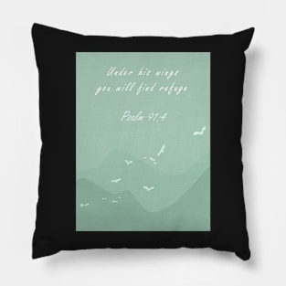 Under his wings you will find refuge | Christian bible verse artprint Pillow