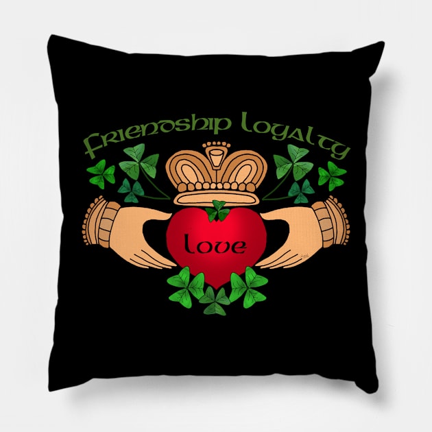 Claddagh (Friendship, Loyalty, Love) Pillow by IrishViking2