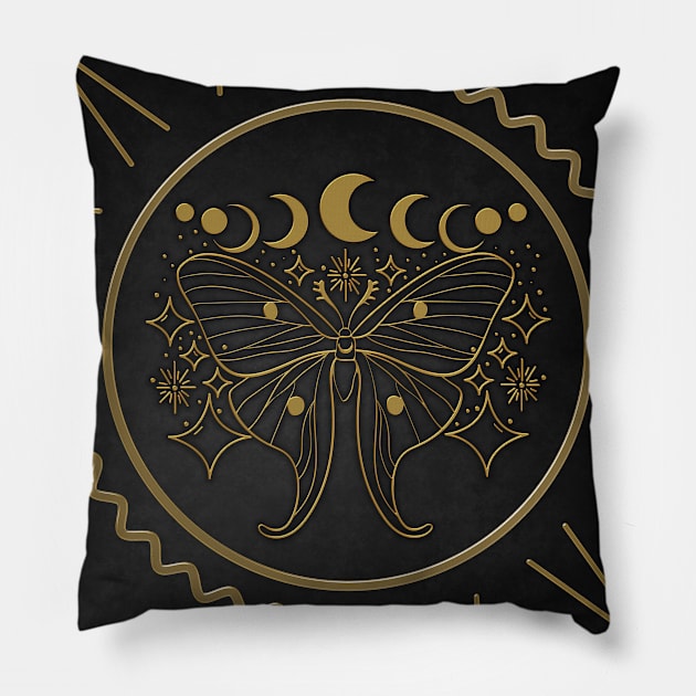 Elegant golden filigree butterflies. Pillow by Nicky2342