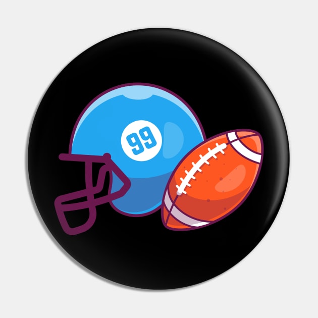 Helmet and rugby ball  cartoon Pin by Catalyst Labs