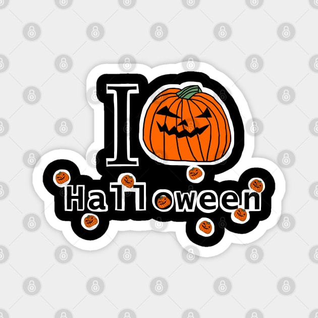 I Love Halloween Horror Typography Magnet by ellenhenryart