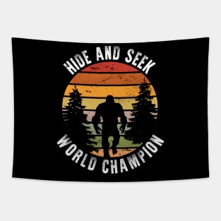 Retro Bigfoot Hide & Seek World Champion Tapestry